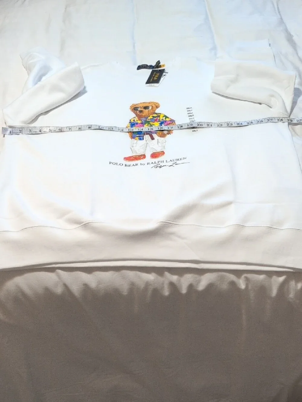 Polo by Ralph Lauren White Crewneck with Tropical Polo Bear Graphic